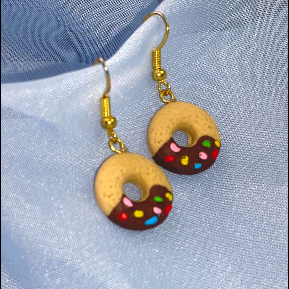 DONUTS CHOCOLATE w/ sprinkles EARRINGS